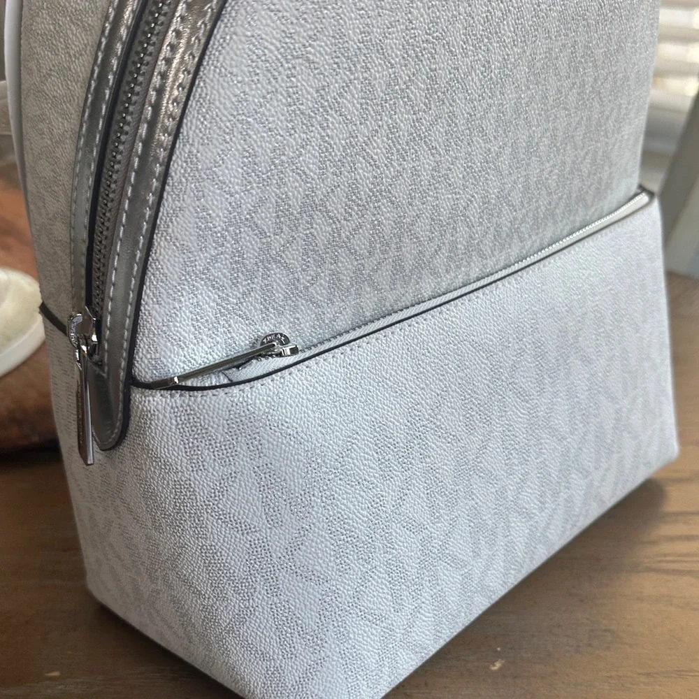 MICHAEL Michael Kors White Signature MK Dome Backpack - Picture 7 of 8